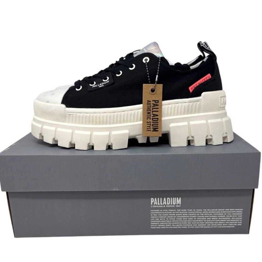 Palladium Revolt Lo Tx Women's Black/White Chunky Sneakers Size 9 97243-016-M